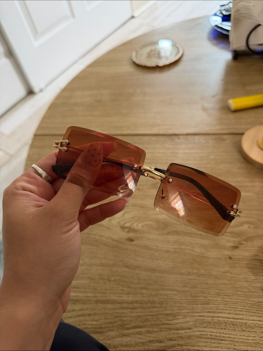 Rimless Amber Gradient Sunglasses - Unbranded